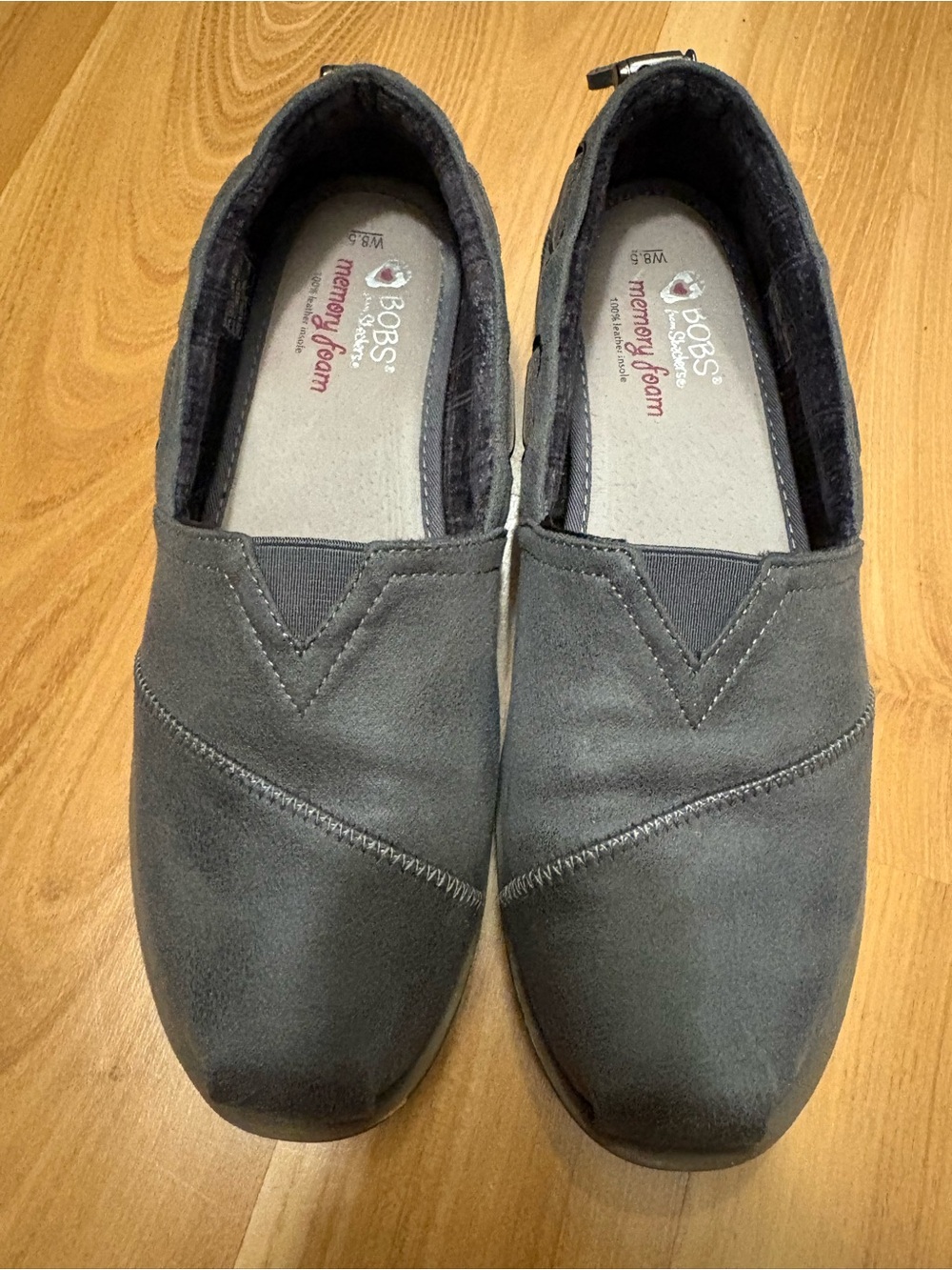 BOBS Gray Slip-On Memory Foam Loafers